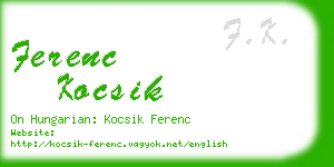 ferenc kocsik business card